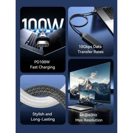 Vention Cable USB-C 3.2 Gen 2 TRGBH 2m 100W 10Gbps Negro